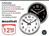 Funkwanduhr Kunststoffgehäuse Ø 25 cm Angebote von manufactact bei GLOBUS Pirmasens für 12,99 €