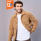 Veste sherpa polaire boutonnée marron homme dans le catalogue La Halle