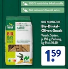 Aktuelle Oliven Angebote bei ALDI SÜD in Karlsruhe Aktuelles Bio-Dinkel-Oliven-Snack Angebot bei ALDI SÜD in Karlsruhe ab 1,59 €