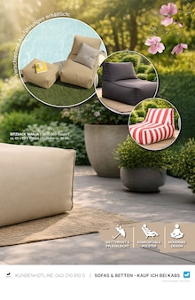 Sitzsack im aktuellen Kabs Prospekt (Essen) Sitzsack im Kabs Prospekt "WOHNEN UNTER FREIEN HIMMEL" mit 12 Seiten (Essen)