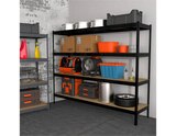 Étagère acier bois noir mat 4 niveaux réglables charge 1600 kg - L. 240 x P. 60 x H. 197 cm à Brico Dépôt dans Lingolsheim