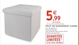 Pouf de rangement carré en promo chez Intermarché Super Nîmes à 5,99 €