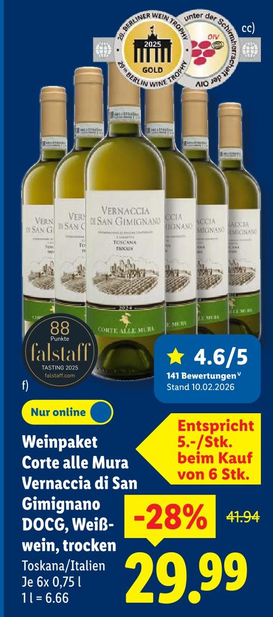 Vernaccia di San Gimignano DOCG, Weißwein, trocken