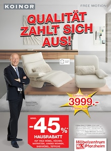 Sofa im Möbelzentrum Pforzheim Prospekt "QUALITÄT ZAHLT SICH AUS!" mit 34 Seiten (Pforzheim)