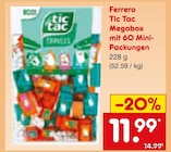 Tic Tac Megabox mit 60 Mini-Packungen im Netto Marken-Discount Prospekt Tic Tac Megabox mit 60 Mini-Packungen von Ferrero im aktuellen Netto Marken-Discount Prospekt für 11,99 €