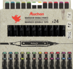 24 MARQUEURS DOUBLE POINTE - AUCHAN - Auchan Hypermarché à Viry-Châtillon 24 MARQUEURS DOUBLE POINTE - AUCHAN en promo chez Auchan Hypermarché Viry-Châtillon à 5,00 €