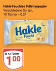 Feuchtes Toilettenpapier im Angebot bei GLOBUS in Erfurt Feuchtes Toilettenpapier Angebote von Hakle bei GLOBUS Erfurt für 1,00 €