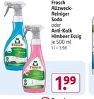 Allzweck- Reiniger Soda oder Anti-Kalk Himbeer Essig Angebote von Frosch bei Rossmann Gelsenkirchen für 1,99 €