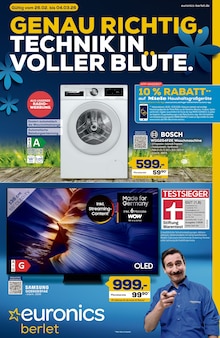 Aktueller EURONICS Prospekt (Iserlohn, 12 Seiten zum blättern EURONICS Prospekt GENAU RICHTIG. TECHNIK IN VOLLER BLÜTE. mit 12 Seiten