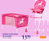 Chaise et berceau de poupée en promo chez Action Mantes-la-Jolie à 11,95 €