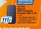 Externe SSD-Festplatte Portable SSD 2 TB im Angebot bei expert in Warendorf Externe SSD-Festplatte Portable SSD 2 TB Angebote von SanDisk bei expert Warendorf für 111,00 €