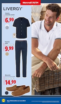 Promotion Mocassins dans le prospectus Lidl, valable du 30/04/2025 au 07/05/2025 Promo Mocassins dans le catalogue Lidl du moment à la page 46