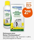 Reine Citronensäure von Heitmann im aktuellen tegut Prospekt für 2,99 €
