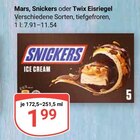 Snickers Eisriegel Angebote von Mars bei GLOBUS Salzgitter für 1,99 €