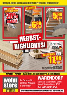 Laminat im aktuellen wohnen & sparen Stelter Prospekt (Münster) Laminat im wohnen & sparen Stelter Prospekt "DRAUSSEN HERBST, DRINNEN GEMÜTLICH!" mit 8 Seiten (Münster)