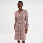 Robe longueur genou fluide col en V marron chocolat femme - La Halle Robe longueur genou fluide col en V marron chocolat femme à 14,99 € dans le catalogue La Halle