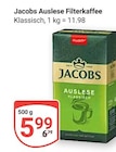 Auslese Filterkaffee Klassisch im Angebot bei GLOBUS in Saarbrücken Auslese Filterkaffee Klassisch Angebote von Jacobs bei GLOBUS Saarbrücken für 5,99 €