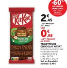 Tablettes de Chocolat - KitKat - Super U à Arles Tablettes de Chocolat - KitKat en promo chez Super U Arles à 0,98 €
