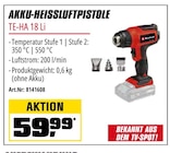 Akku-Heißluftpistole TE-HA 18 Li für 59,99 € bei OBI im Angebot Akku-Heißluftpistole TE-HA 18 Li im aktuellen OBI Prospekt