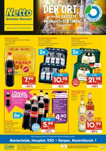 Cola im aktuellen Netto Marken-Discount Prospekt (Gummersbach) Cola im Netto Marken-Discount Prospekt "DER ORT, AN DEM DU IMMER AUSGEZEICHNETE PREISE FINDEST." mit 2 Seiten (Gummersbach)
