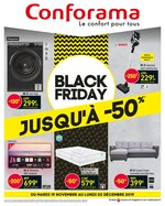 Catalogue Conforama "Black Friday, jusqu'à -50%", 8 pages, à Suresnes, 19/11/2019 - 02/12/2019 Prospectus Conforama "Black Friday, jusqu'à -50%", 8 pages, à Suresnes, 19/11/2019 - 02/12/2019