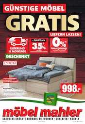 Möbel Mahler Siebenlehn Möbel & Einrichtung Prospekt der aktuellen Woche mit 16 Seiten, gültig von 08.04.2026 bis 05.05.2026, in Mühlau und Umgebung Aktueller Möbel Mahler Siebenlehn Möbel & Einrichtung Prospekt in Mühlau und Umgebung, "GÜNSTIGE MÖBEL GRATIS LIEFERN LASSEN!" mit 16 Seiten, 08.04.2026 - 05.05.2026