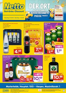 Cola im Netto Marken-Discount Prospekt "DER ORT, AN DEM DU IMMER AUSGEZEICHNETE PREISE FINDEST." mit 2 Seiten (Gummersbach)