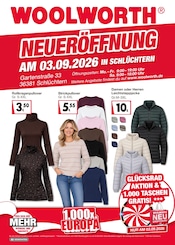 Woolworth Mode Prospekt der aktuellen Woche mit 8 Seiten, gültig von 03.09.2026 bis 03.09.2026, in Schlüchtern und Umgebung Aktueller Woolworth Mode Prospekt in Schlüchtern und Umgebung, "NEUERÖFFNUNG IN SCHLÜCHTERN" mit 8 Seiten, 03.09.2026 - 03.09.2026