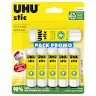 6 bâtons de colle blanche - UHU en promo chez Carrefour Le Chesnay à 3,85 €