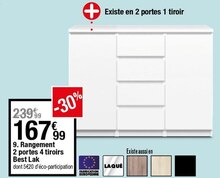 Rangement 2 portes 4 tiroirs Best Lak - But à Albi Rangement 2 portes 4 tiroirs Best Lak en promo chez But Albi à 167,99 €