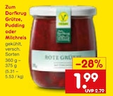 Grütze, Pudding oder Milchreis im Netto Marken-Discount Prospekt Grütze, Pudding oder Milchreis von Zum Dorfkrug im aktuellen Netto Marken-Discount Prospekt für 1,99 €