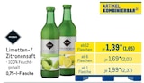 Limetten-/ Zitronensaft im METRO Prospekt Limetten-/ Zitronensaft von Rioba im aktuellen METRO Prospekt für 1,65 €