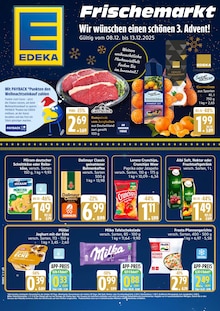 EDEKA Frischemarkt Prospekt der Woche "Top Angebote" Seite 1, 08.12.2025 bis 13.12.2025 für Lassan Aktueller EDEKA Frischemarkt Prospekt "Top Angebote" Seite 1 von 5 Seiten für Lassan