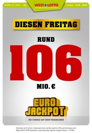 Westlotto Prospekt für Frechen: Diesen Freitag rd. 106 Mio. €, 3 Seiten, 18.05.2022 - 20.05.2022