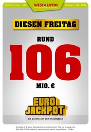 Westlotto Prospekt für Münster mit 3 Seiten Westlotto Prospekt für Münster: "Diesen Freitag rd. 106 Mio. €", 3 Seiten, 18.05.2022 - 20.05.2022