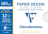 Clairefontaine Dessin à Grain - Pochette papier à dessin - 12 feuilles - A4 - 180 gr - blanc - Clairefontaine en promo chez Bureau Vallée Clairefontaine Dessin à Grain - Pochette papier à dessin - 12 feuilles - A4 - 180 gr - blanc - Clairefontaine dans le catalogue Bureau Vallée