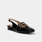 Ballerine slingback double bride boucles noir femme - La Halle à Tourcoing Ballerine slingback double bride boucles noir femme en promo chez La Halle Tourcoing à 29,99 €