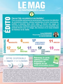 Prospectus E.Leclerc de la semaine "LE MAG DES PARAPHARMACIES E.Leclerc" avec 2 pages, valide du 01/07/2025 au 26/07/2025 pour Aurillac et alentours