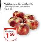 GLOBUS Halle - Plattpfirsiche gelb-/weißfleischig Angebot im Prospekt Plattpfirsiche gelb-/weißfleischig bei GLOBUS im Halle Prospekt für 1,69 €