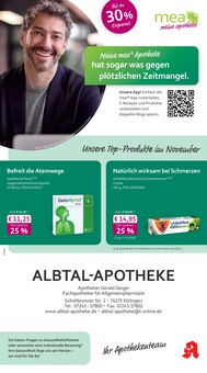 Aktueller mea - meine apotheke Prospekt (Ettlingen, 4 Seiten zum blättern mea - meine apotheke Prospekt Unsere November-Angebote mit 4 Seiten