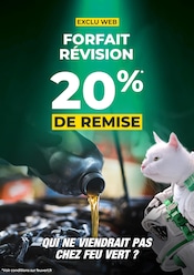 Prospectus Garages & Automobile Feu Vert en cours à Saint-Christo-en-Jarez et alentours, "FORFAIT RÉVISION 20% DE REMISE", 1 page, 11/08/2026 - 17/08/2026 Catalogue Garages & Automobile Feu Vert en cours à Saint-Christo-en-Jarez et alentours, "FORFAIT RÉVISION 20% DE REMISE", 1 page, 11/08/2026 - 17/08/2026