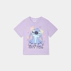 Promo T-shirt manches courtes coton Stitch parme fille à 4,99 € dans le catalogue La Halle à Loudéac