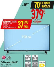 Tv Led - Lg - Carrefour Tv Led - Lg à 379,00 € dans le catalogue Carrefour "Une rentrée super bien étudiée"