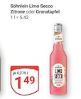 Limo Secco Zitrone im Angebot bei GLOBUS in Braunschweig Limo Secco Zitrone Angebote von Söhnlein bei GLOBUS Braunschweig für 1,49 €
