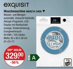 Waschmaschine WA9214-340A im V-Markt Prospekt Waschmaschine WA9214-340A von Exquisit im aktuellen V-Markt Prospekt für 329,00 €