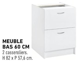 Meuble bas 60 cm en promo chez Brico Cash Meuble bas 60 cm dans le catalogue Brico Cash