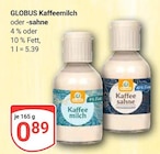 Aktuelles Kaffeemilch Angebot bei GLOBUS in Ludwigshafen (Rhein) ab 0,89 €