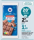 Chocolat au lait croustillant - U en promo chez U Express Vénissieux à 1,63 €