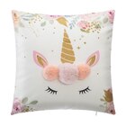 Coussin décoratif Licorne avec pompons 40x40cm - Marque Atmosphera à 3,30 € dans le catalogue Maxi Bazar