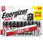 Lot De 2 X 10 Piles Max Energizer en promo chez Auchan Hypermarché Saint-Nazaire à 10,89 €